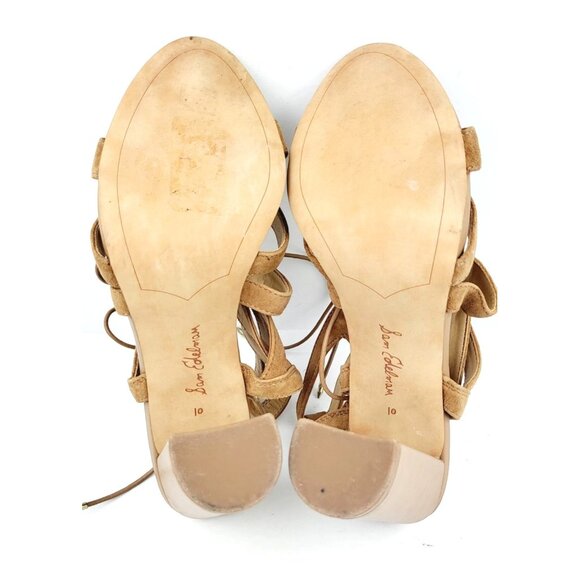 SAM EDELMAN Yardley Lace-Up Suede Block‎ Heel Sandals - Size 10 - Picture 8 of 9